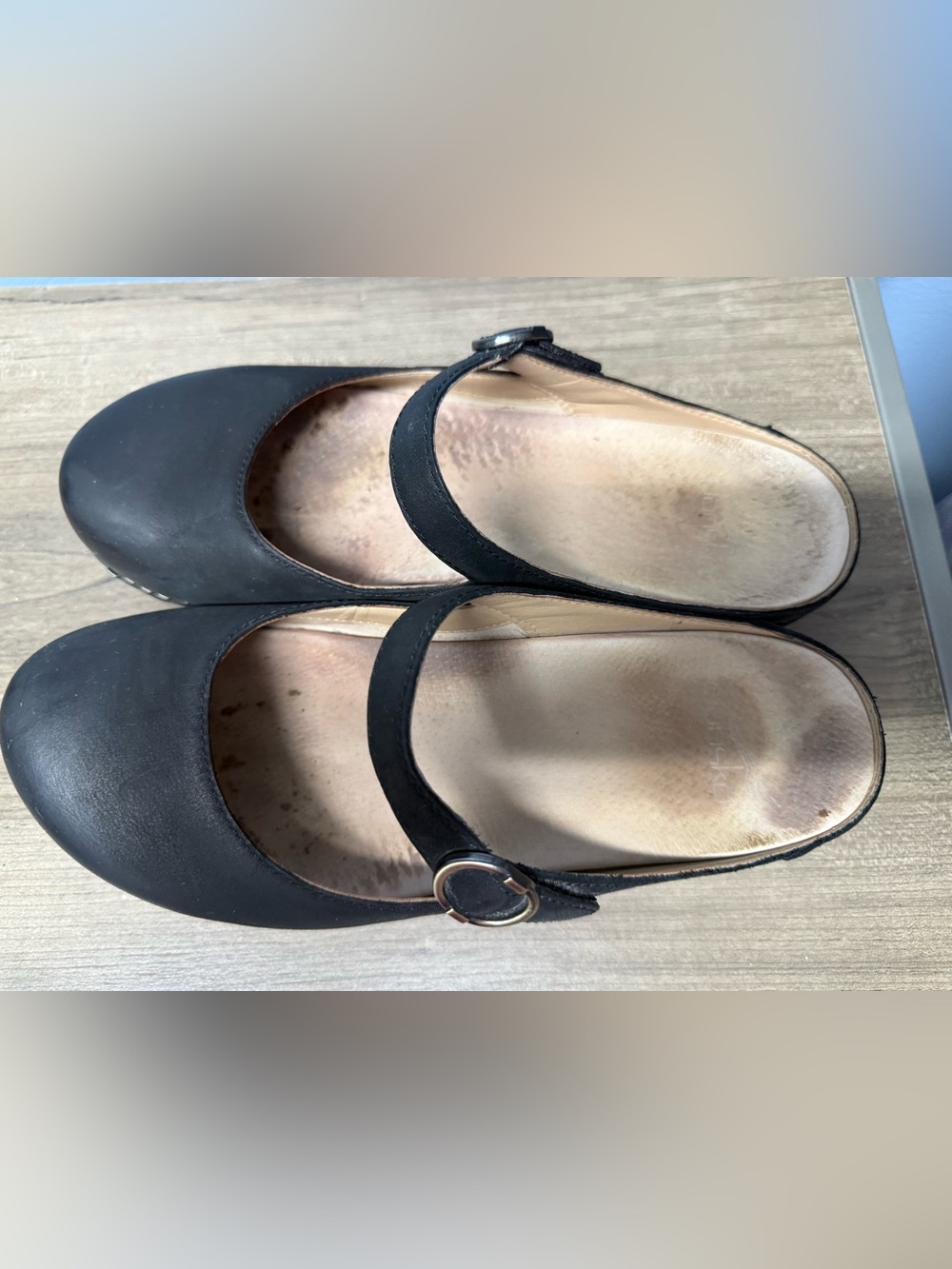 Dansko Black Mary Jane Clogs with Wood-Look Platform - Picture 2 of 10